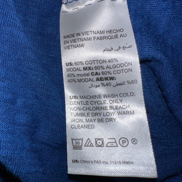 Soma Sz L Blue Button Up Tunic Cotton Modal Slub Knit Shirt Roll Tab Sleeve Top - Picture 8 of 8